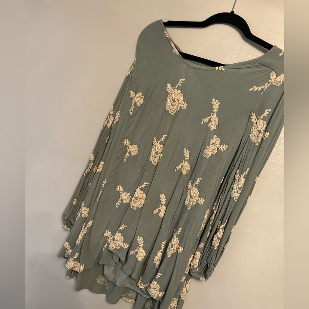 Free People Green Floral Mini Dress XS